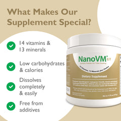 NanoVM t/f close-up highlighting vitamin K2 and folate nutrients