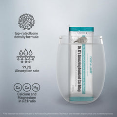 NANOWELL Dr. G ionized Cal Mag stick dissolving in warm water for an easy daily drink.
