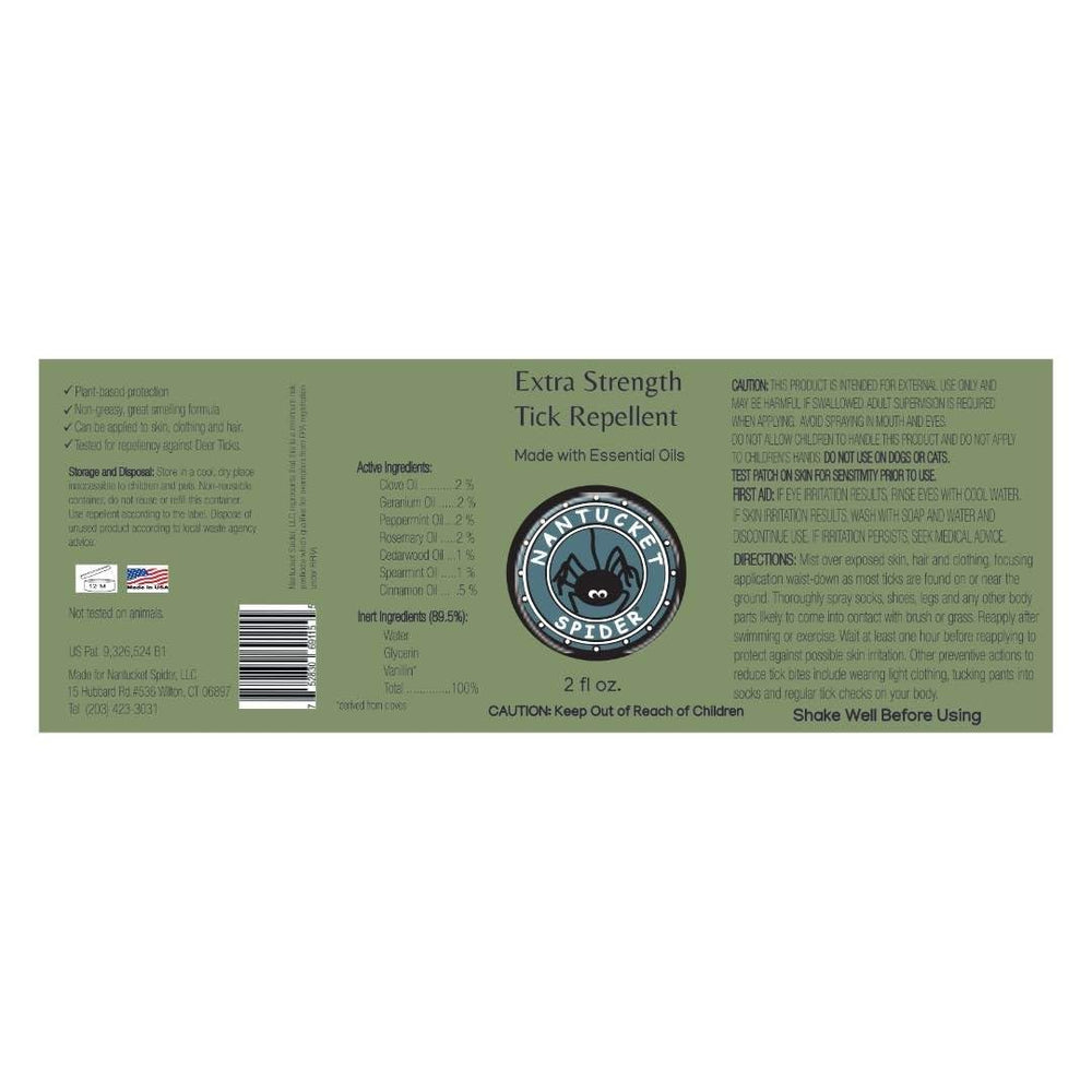 Nantucket Spider Tick Repellent Spray essential oil formula for outdoor protection.
