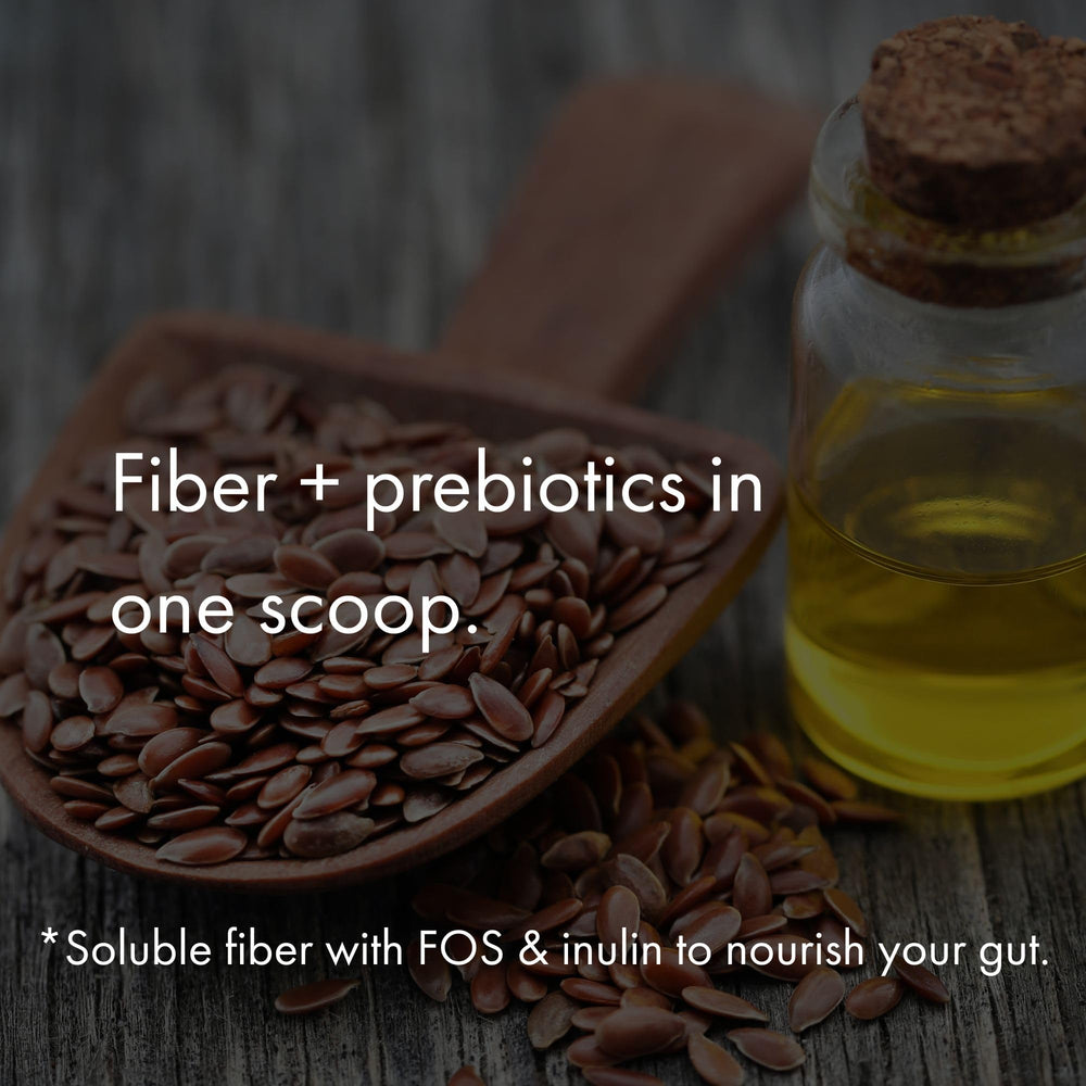 NAOMI Gentle Fiber bottle beside a glass signals convenient routine