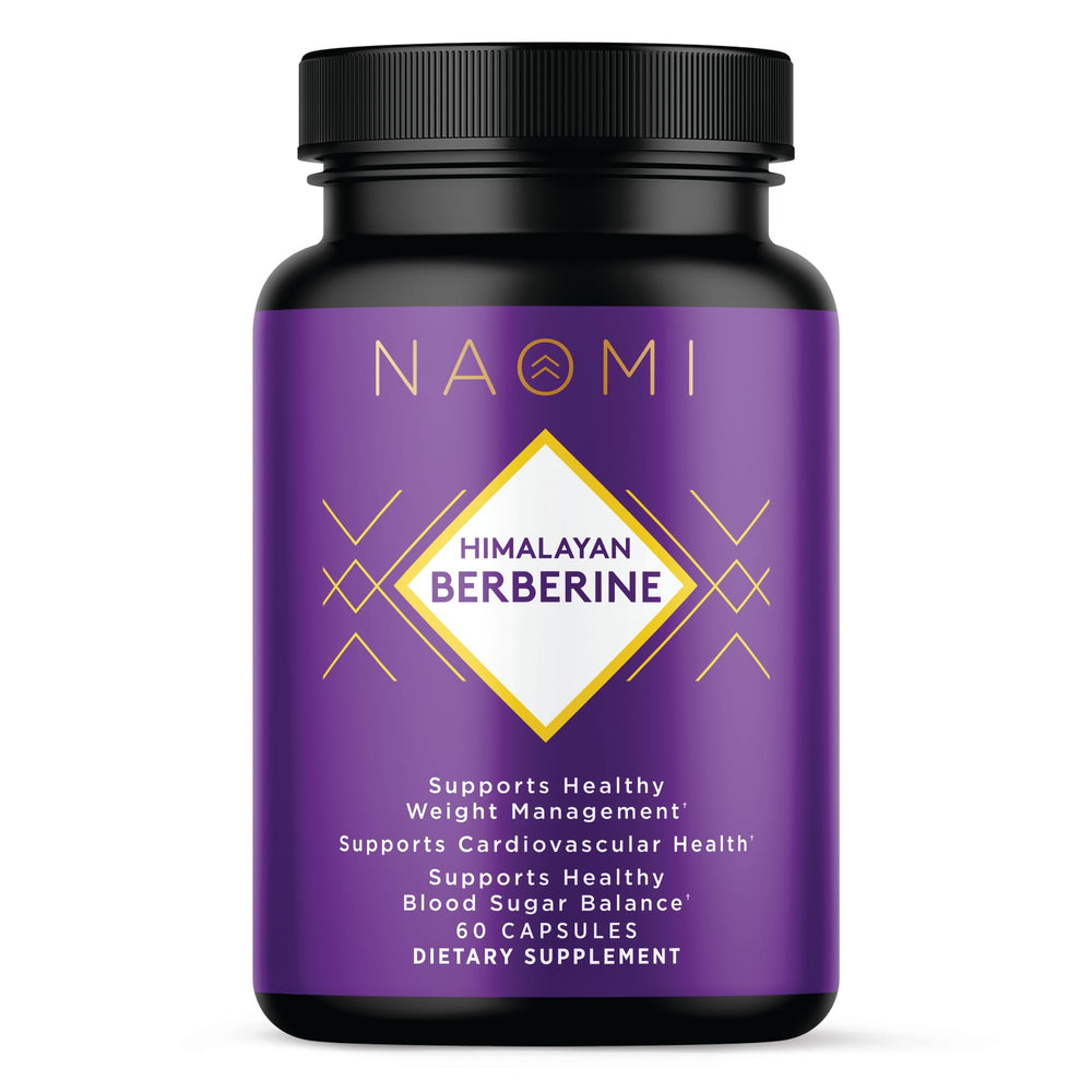 NAOMI Himalayan Berberine 500mg bottle shown for daily metabolic support