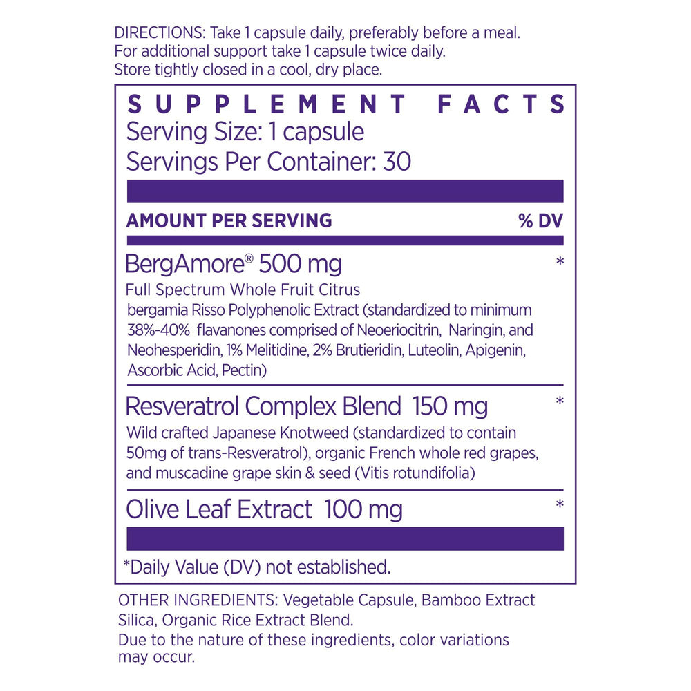 NAOMI Bergamot 500mg label close-up highlighting ingredients.