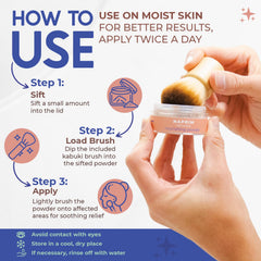 Naprim Naturals Nourishing Powder applied on moist skin for soothing relief