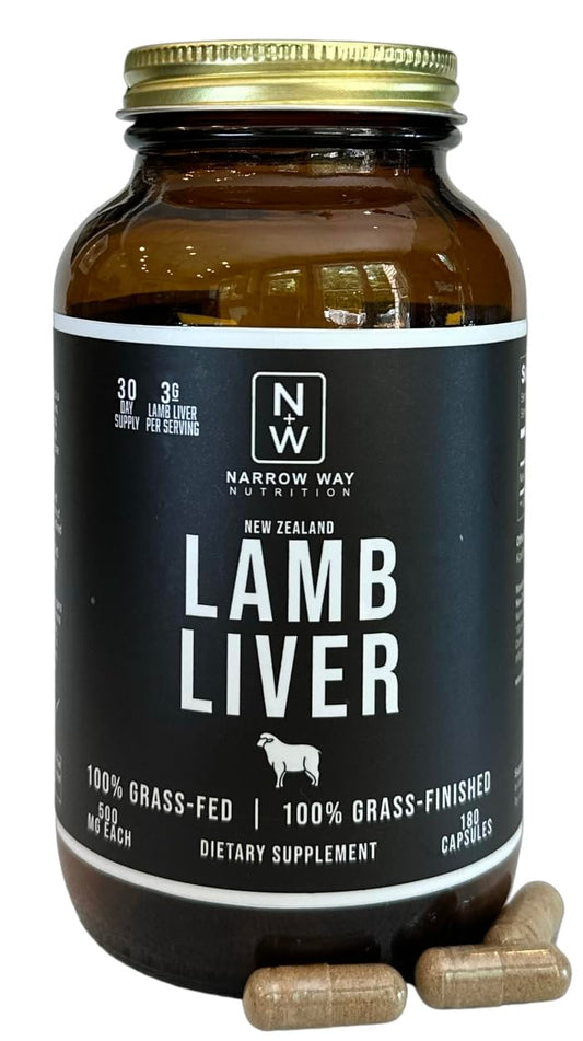 Narrow Way Lamb Liver bottle with 180 capsules for daily energy support