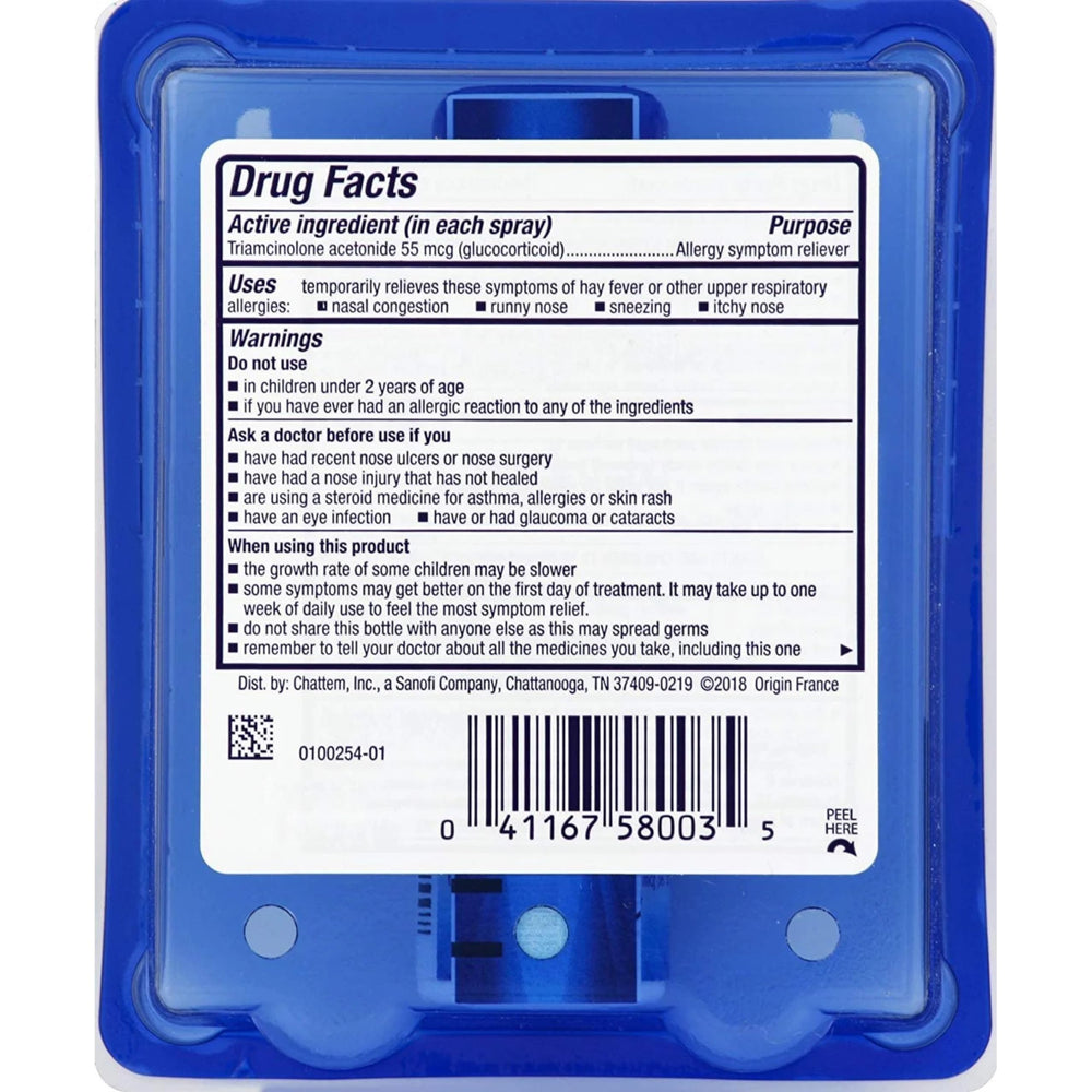Nasacort Allergy 24 Hr box and bottle with clear product information.
