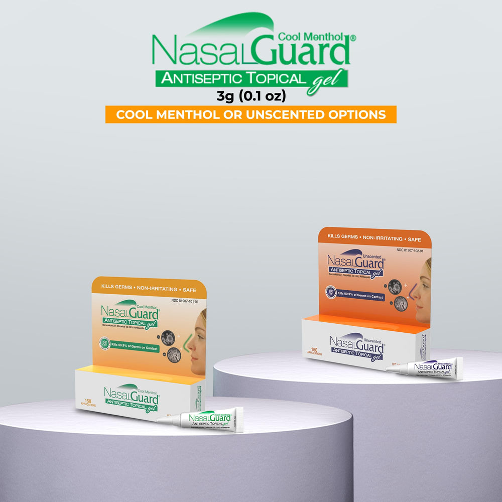 Compact NasalGuard tubes enable on-the-go protection.
