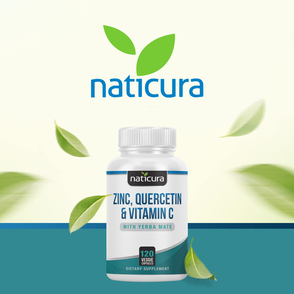 Boxed Naticura Zinc Quercetin packaging on a clean kitchen counter