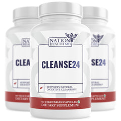 Nation Health MD Cleanse24 bottle front view for gut support