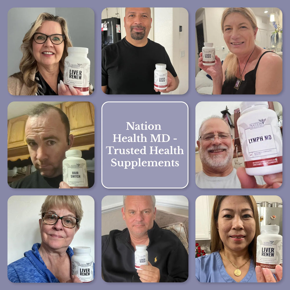 Nation Health MD Hair Switch bottle pour indicates easy daily intake.