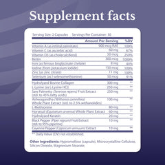Nation Health MD Hair Switch bottle side shows dosage and key nutrients.