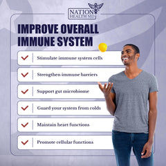 Nation Health MD Immuno MD label and packaging signaling quality immune support.