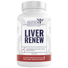Nation Health MD Liver Renew bottle front, supports liver health.