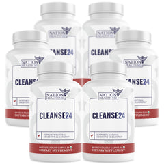 NATION HEALTH MD MD Cleanse24 bottle with capsules for digestive comfort.