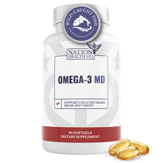 Nation Health MD Omega-3 MD bottle front for daily wellness