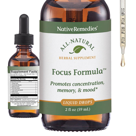 Native Remedies Focus Formula bottle front for focus support.