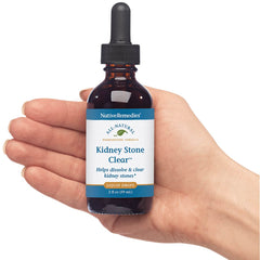 Native Remedies Kidney Stone Clear dropper image emphasizing easy, convenient dosing.