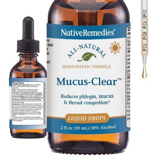 Native Remedies Mucus-Clear bottle front for quick relief