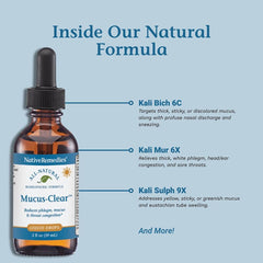 Native Remedies Mucus-Clear label close-up with ingredient details