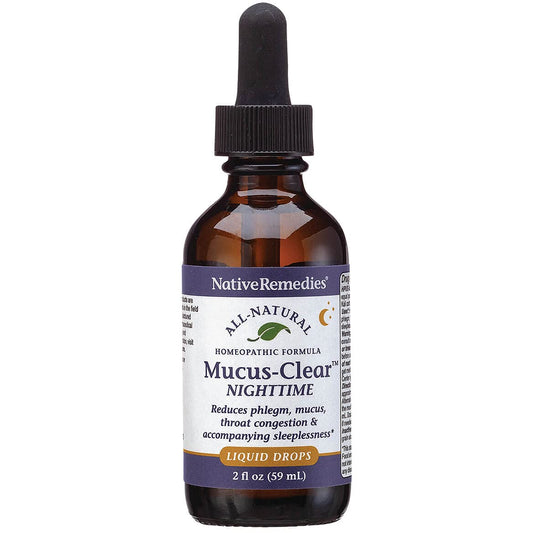 Native Remedies Mucus-Clear Nighttime bottle pour for nighttime relief