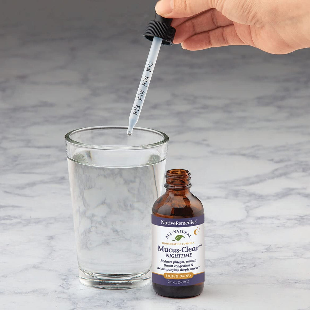 Native Remedies Mucus-Clear Nighttime tincture added to water