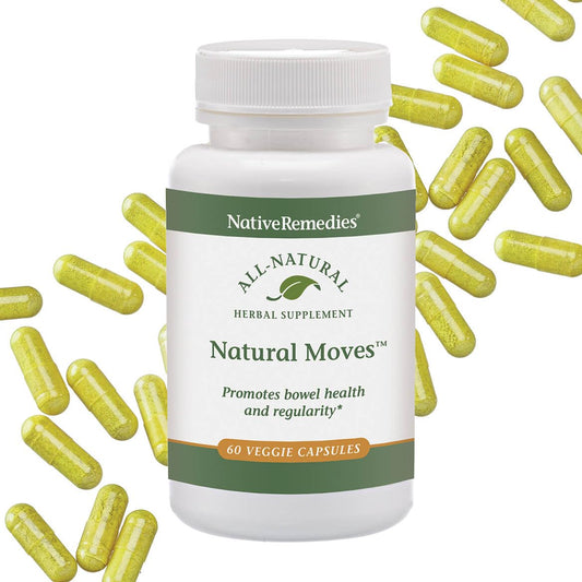 Native Remedies Natural Moves bottle front with 60 veggie caps for gentle regularity