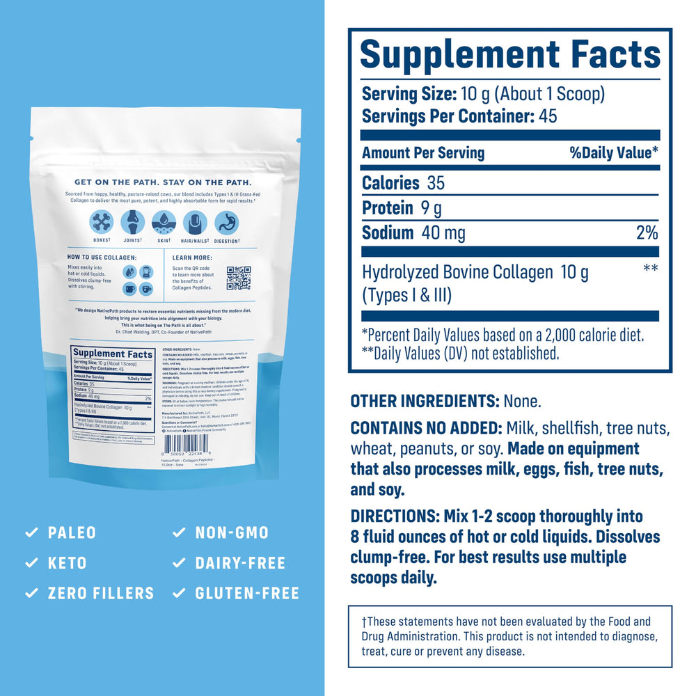 NativePath collagen peptides scoop with measuring tool for accurate portions