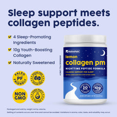NativePath Collagen PM Lemon packaging box highlighting clean ingredients