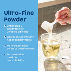 NativePath collagen powder pour shot captures smooth texture when mixing into beverages.