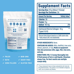 NativePath collagen powder tube label highlights type 1 and 3 collagen benefits.