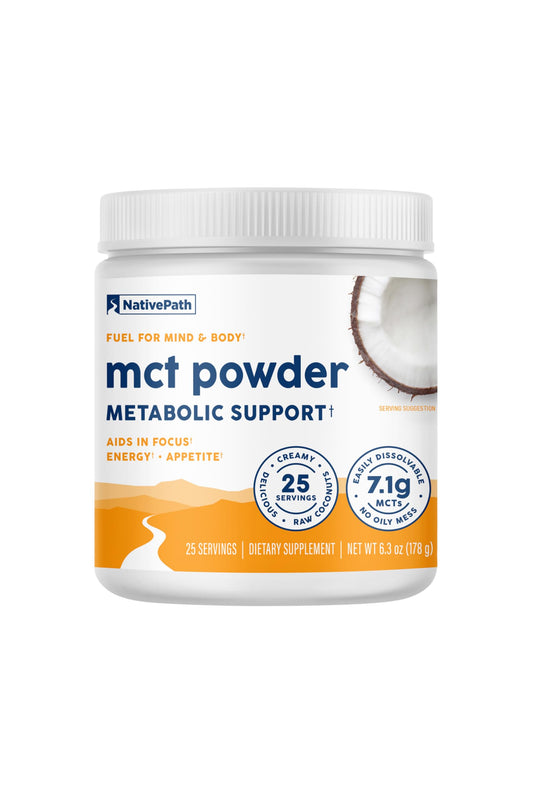 NativePath MCT Powder with coconut-derived MCTs, 5g per serving for keto-friendly energy