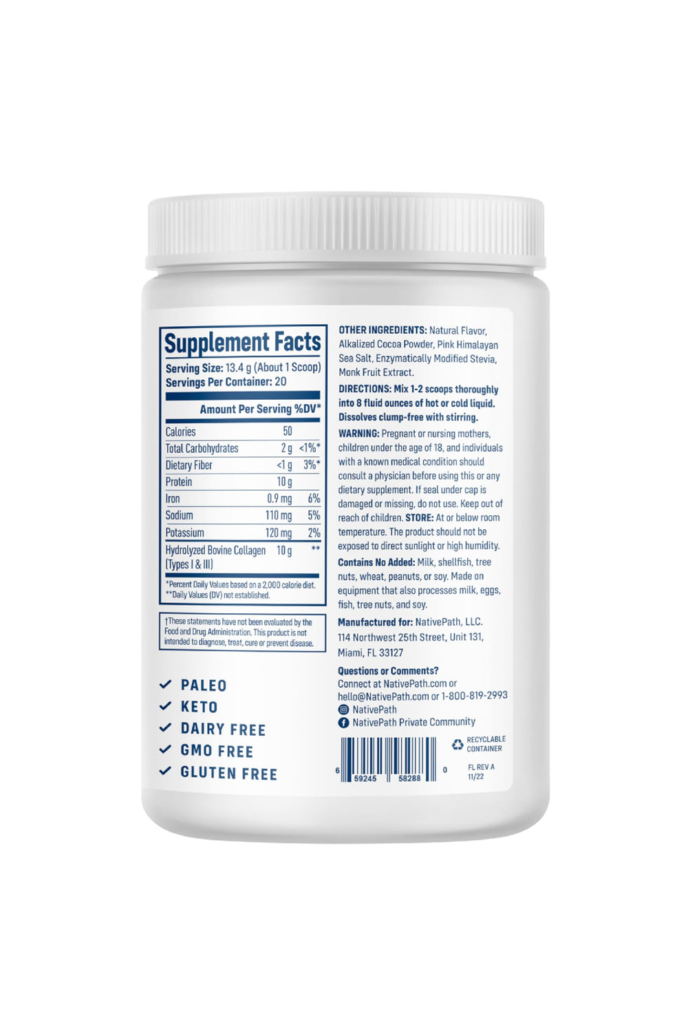 NativePath collagen mixed with dairy-free milk for a creamy keto-friendly shake.