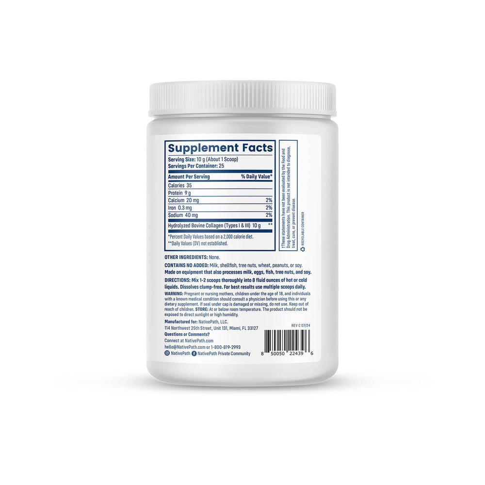 NativePath Collagen Peptides dissolving in water enables quick absorption.