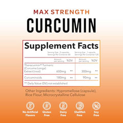 Natleo Theracurmin bottle back label highlights gluten-free and GMO-free quality