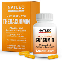 Natleo Theracurmin bottle front showing high-absorption turmeric formula for joint support