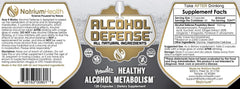 Natrium Health Alcohol Defense packaging on shelf emphasizing gluten-free, non-GMO ingredients.