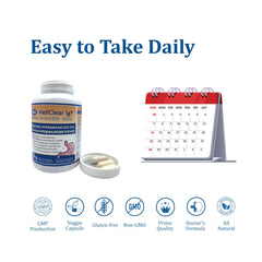 NATRIVIGA Heliclear packaging badge notes non-GMO and gluten-free features