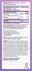 Close-up of Natrol melatonin tablets showing easy-to-swallow 10 mg dosage for nightly use.