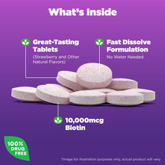 Delicious strawberry-flavored fast-dissolve tablets suitable for on-the-go use.