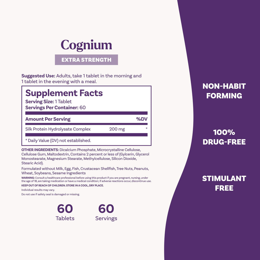 Allergen-free Natrol Cognium Memory supplement label.