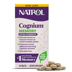 Natrol Cognium Memory Extra Strength tablets support memory in healthy adults.