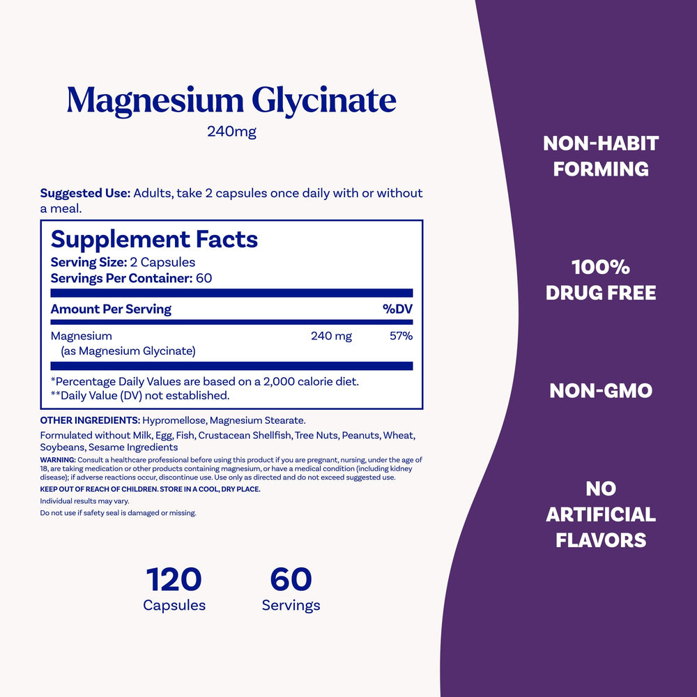 Natrol Magnesium Glycinate bottle with water scene suggesting simple daily intake.
