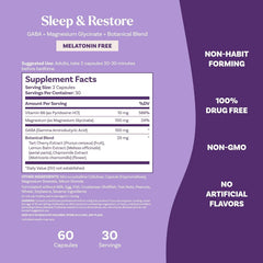 Natrol Sleep & Restore packaging features GABA support and a two-pack option.