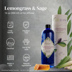 Natscent Lemongrass & Sage pouring oil ready to refresh indoor air