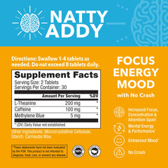 Natty Addy methylene blue capsules close-up reveals the vivid blue tone.