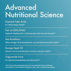 Label of Natura Health Complete Omega Essentials highlighting fish oil origin and ingredients.