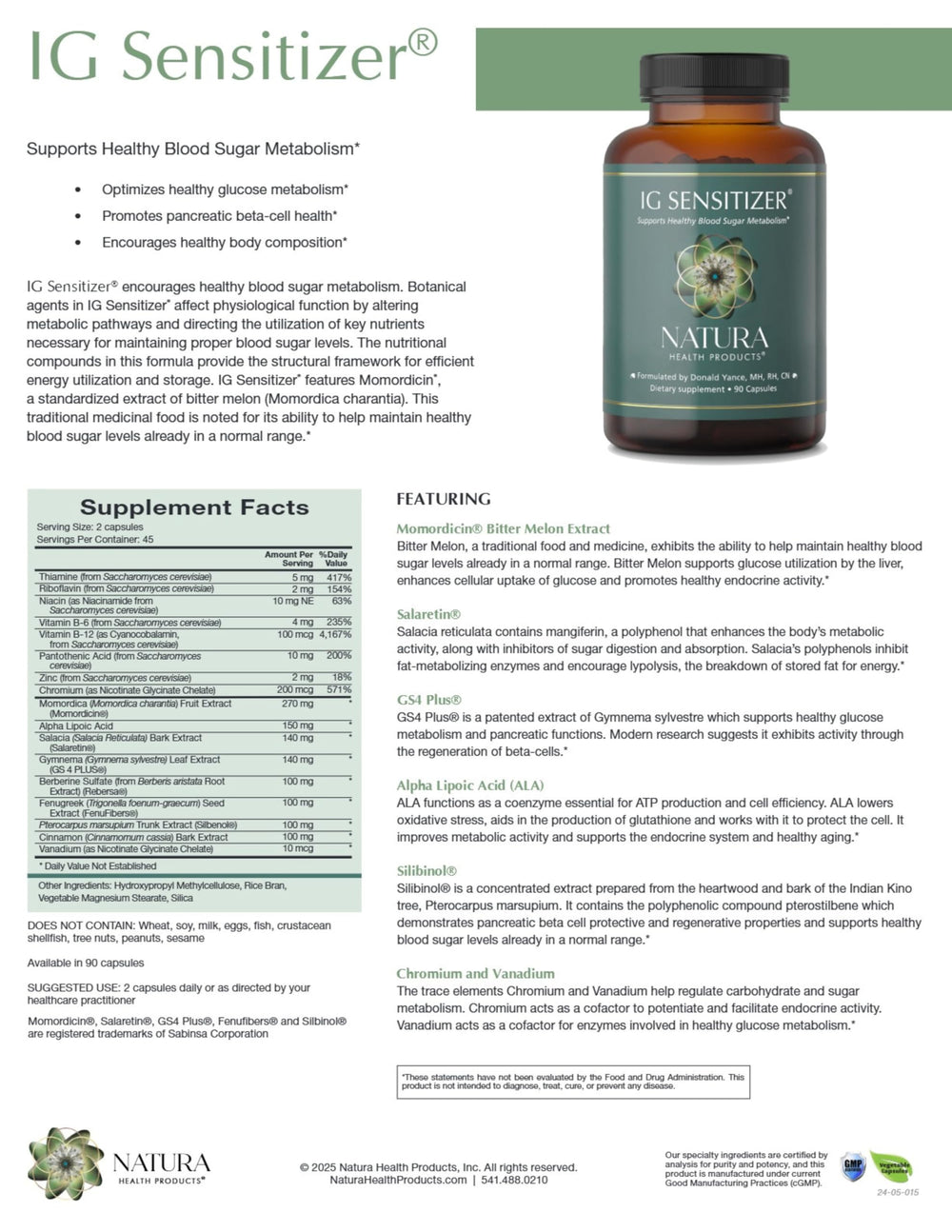 IG Sensitizer label on bottle communicates natural blend and quality