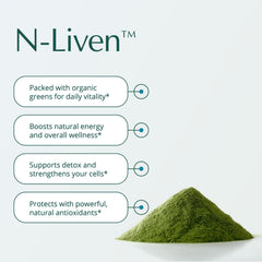 N-Liven scoop measuring set indicating precise daily serving for consistency