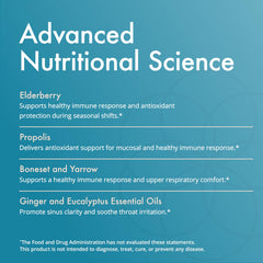 Close-up of Natura Health Products Flew Away label and ingredients.