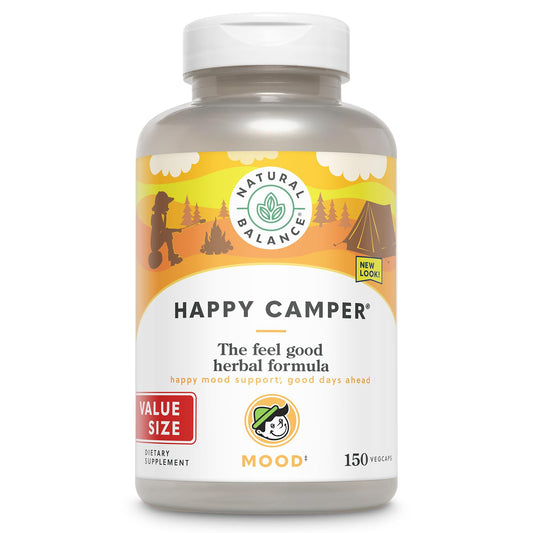 Natural Balance Happy Camper bottle front view for everyday mood support.