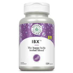 Natural Balance IBX bottle with capsules, promoting digestive comfort